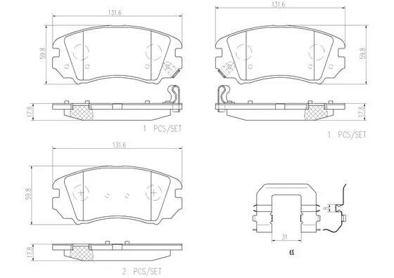 Brake Pad Set, disc brake (P30043N)