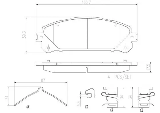 Brake Pad Set, disc brake (P83145N)