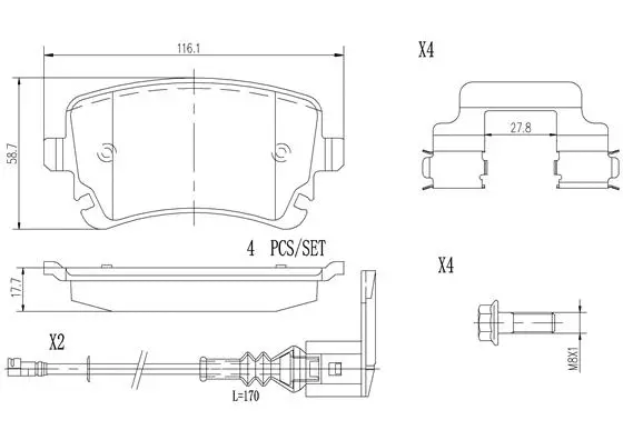 Brake Pad Set, disc brake (P85083N)