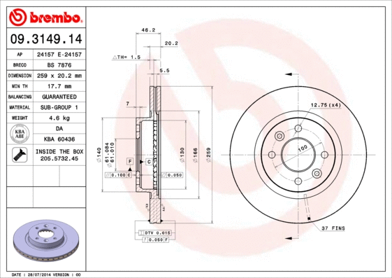 Brake Disc (09.3149.14)