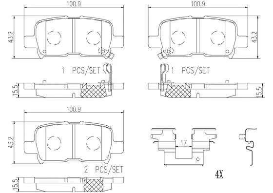 Brake Pad Set, disc brake (P28057N)
