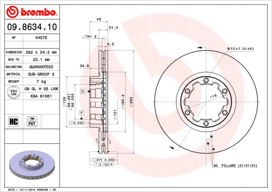 Brake Disc (09.8634.10)