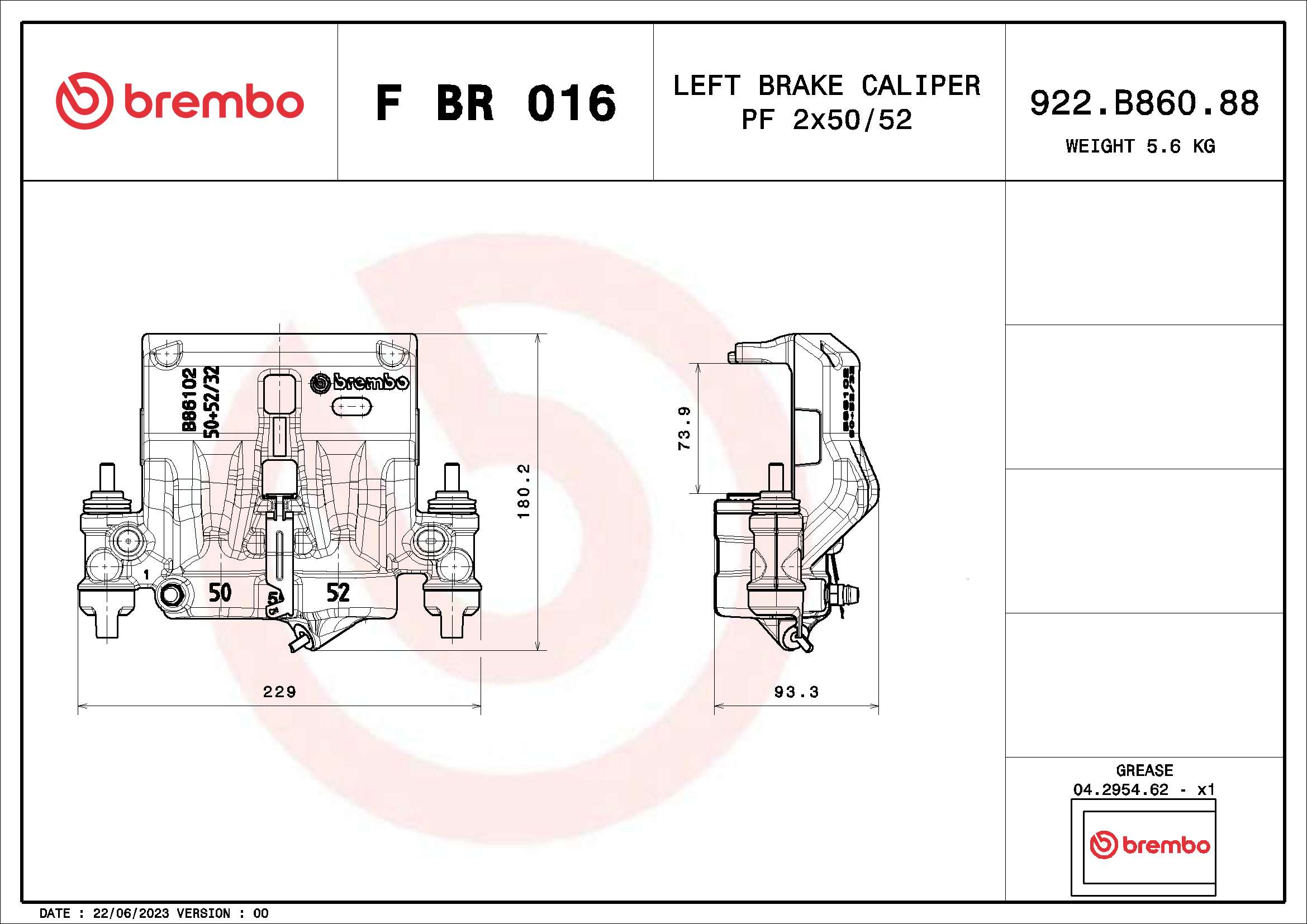 Brake Caliper (F BR 016)
