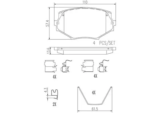 Brake Pad Set, disc brake (P49020N)