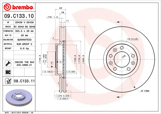 Brake Disc (09.C133.11)