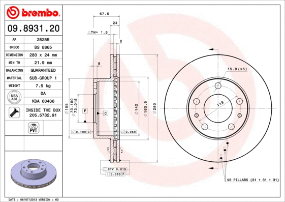 Brake Disc (09.8931.21)