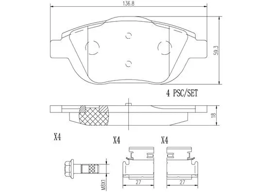 Brake Pad Set, disc brake (P61103N)