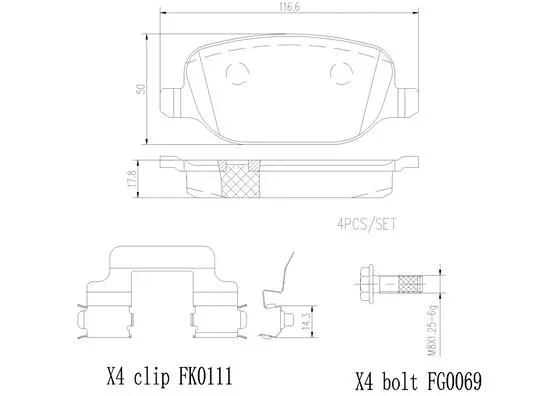 Brake Pad Set, disc brake (P23089N)