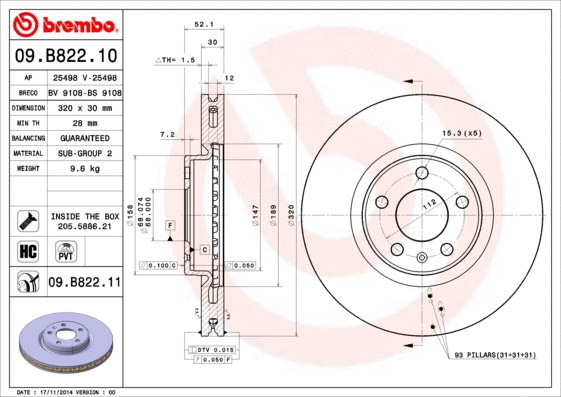 Brake Disc (09.B822.10)