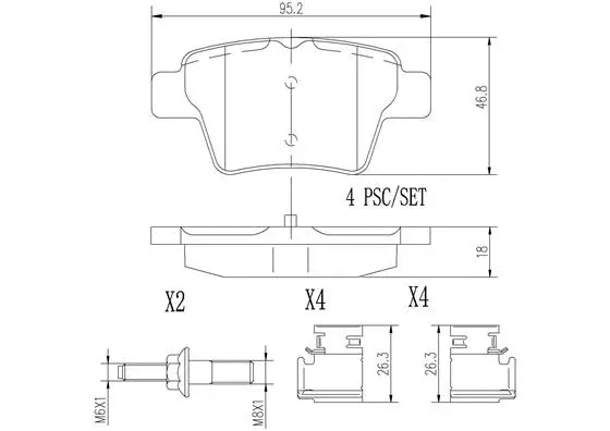 Brake Pad Set, disc brake (P61100N)