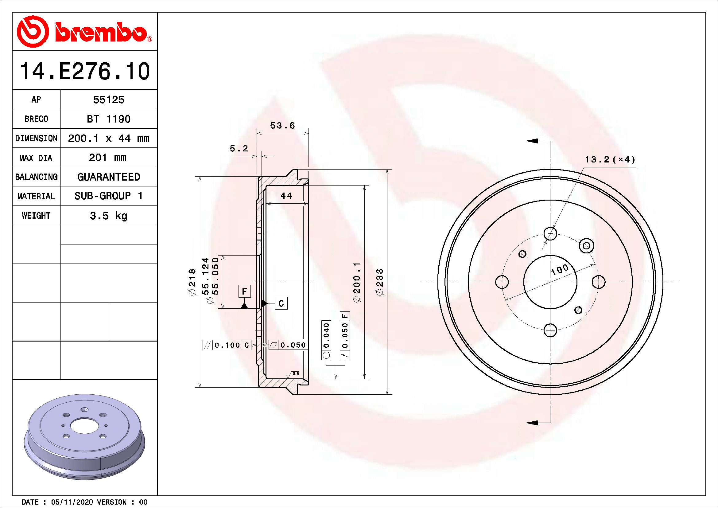 Brake Drum (14.E276.10)