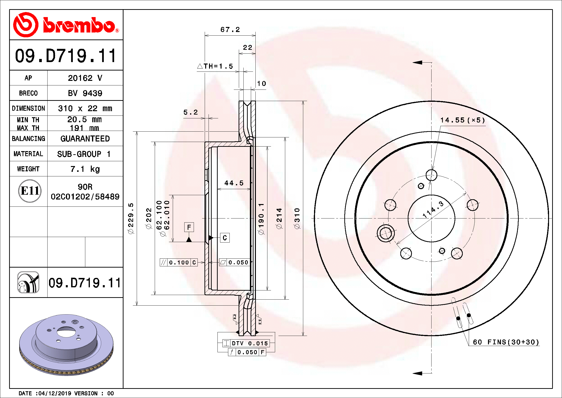 Brake Disc (09.D719.11)