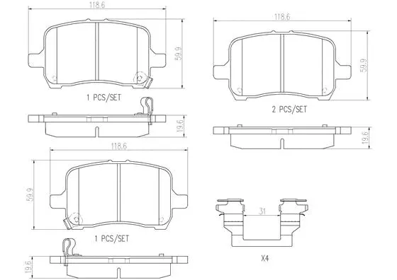 Brake Pad Set, disc brake (P10030N)