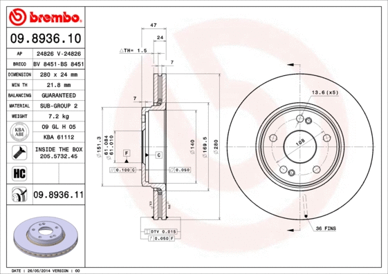 Brake Disc (09.8936.10)