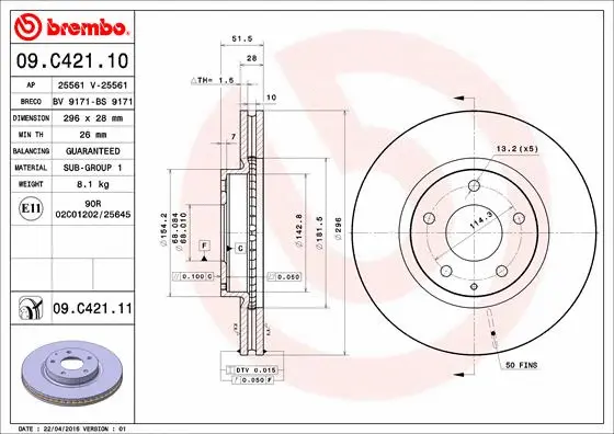 Brake Disc (09.C421.11)