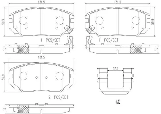 Brake Pad Set, disc brake (P30038N)