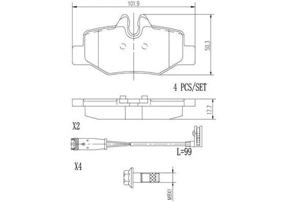 Brake Pad Set, disc brake (P50051N)