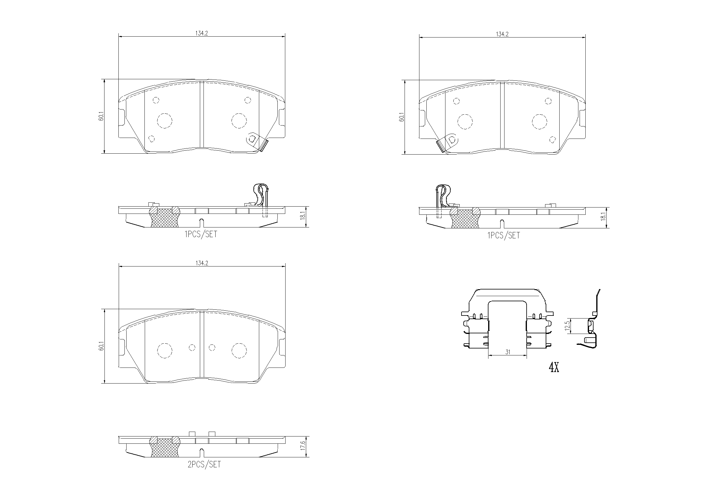 Brake Pad Set, disc brake (P30121N)
