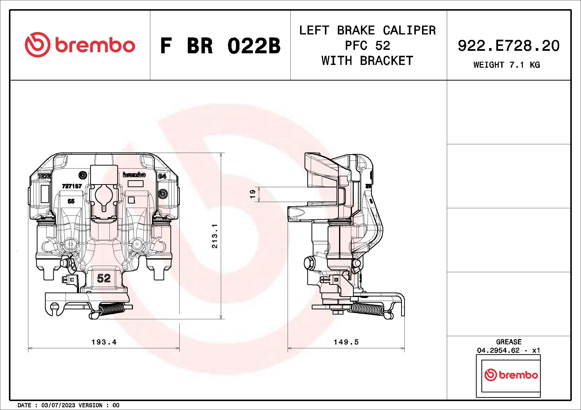 Brake Caliper (F BR 022B)