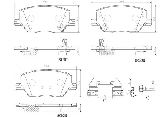 Brake Pad Set, disc brake (P23164N)