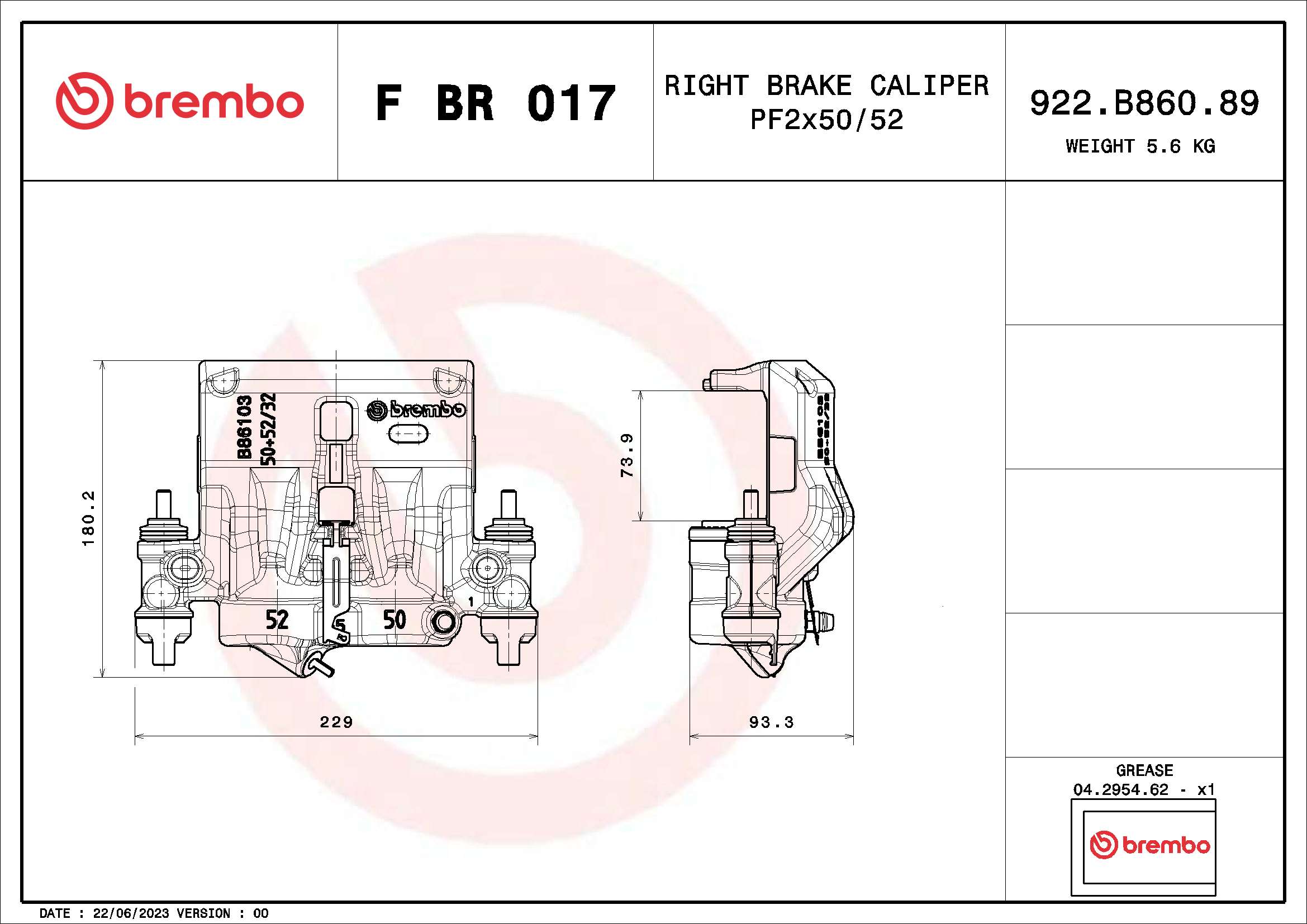 Brake Caliper (F BR 017)