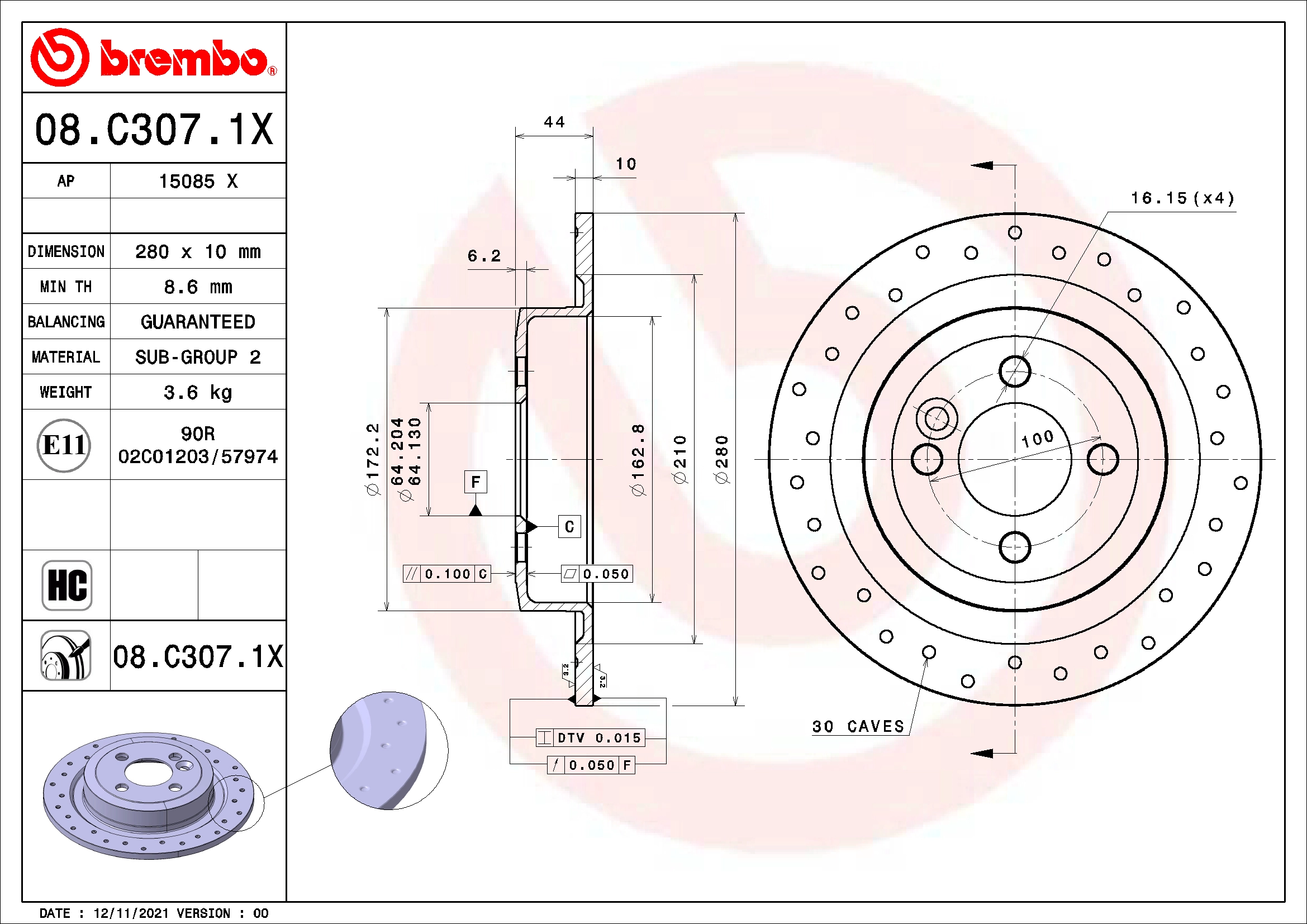 Brake Disc (08.C307.1X)