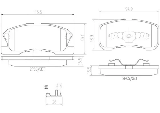 Brake Pad Set, disc brake (P16008N)