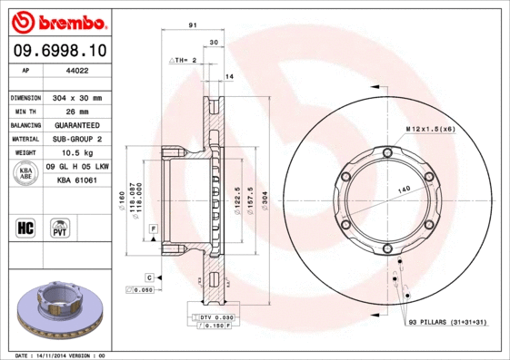 Brake Disc (09.6998.10)
