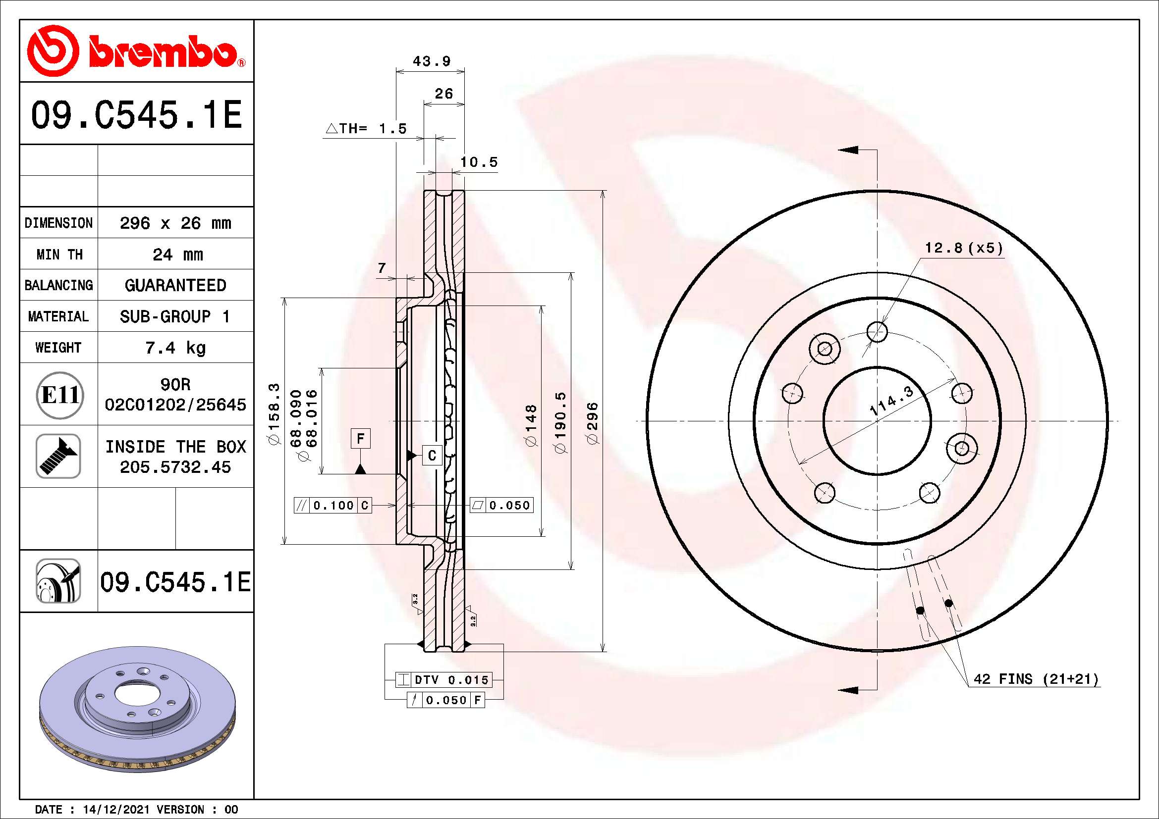 Brake Kit, disc brake (KT 08 019)