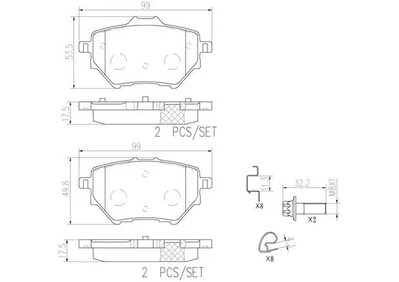 Brake Pad Set, disc brake (P61122N)