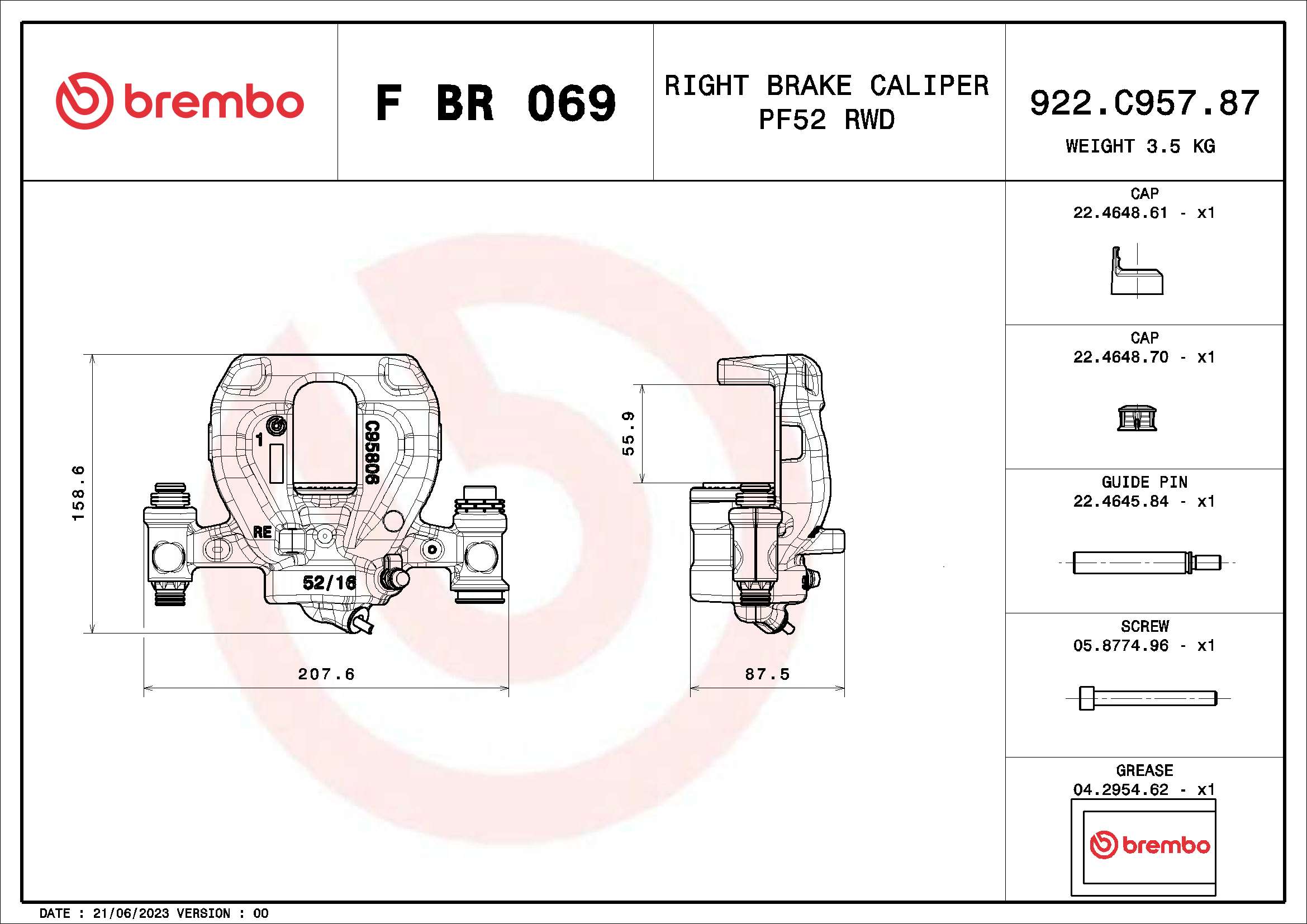 Brake Caliper (F BR 069)