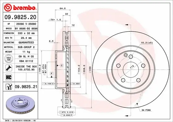 Brake Disc (09.9825.20)