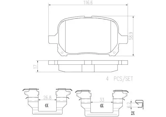 Brake Pad Set, disc brake (P83040N)