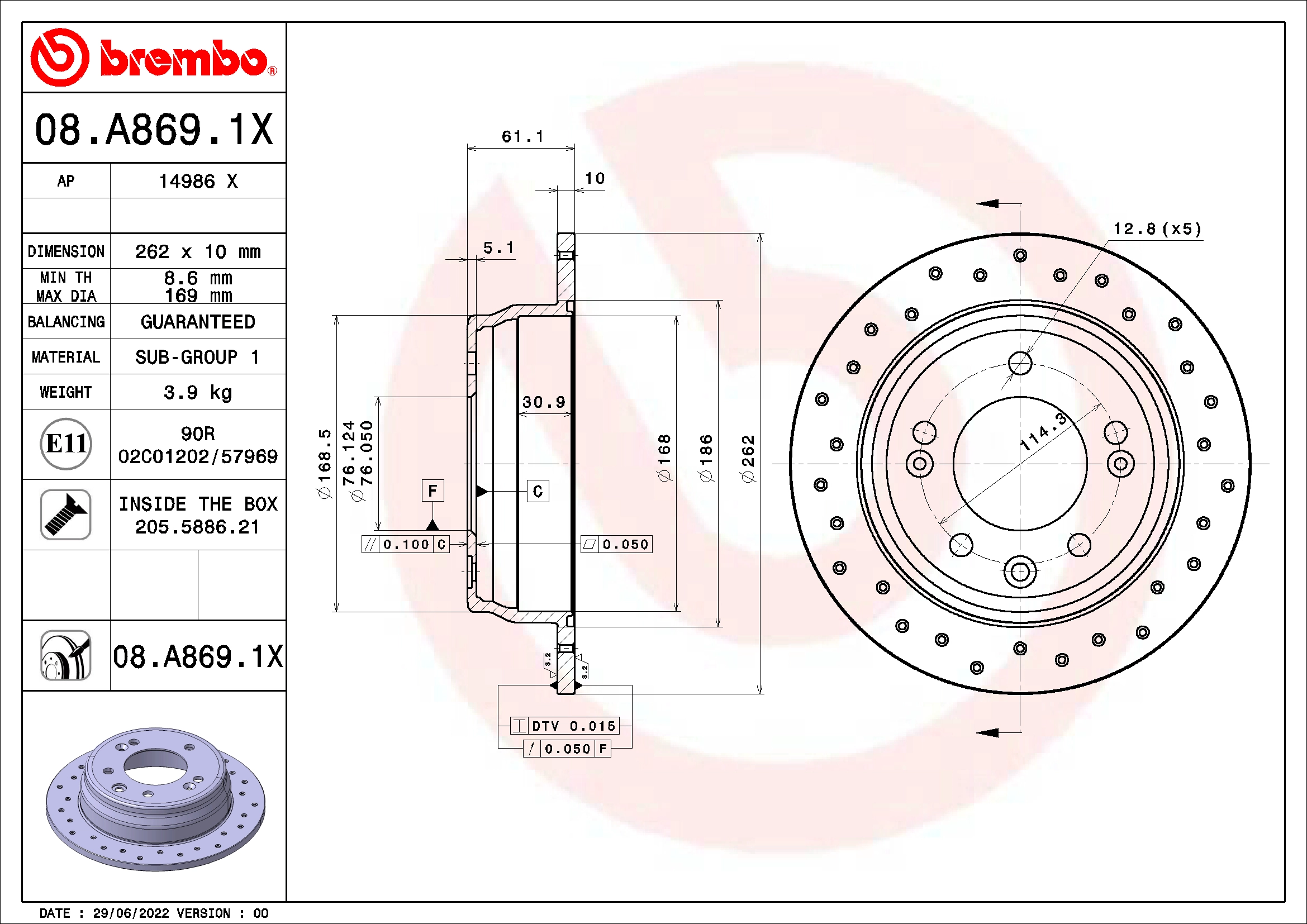 Brake Disc (08.A869.1X)