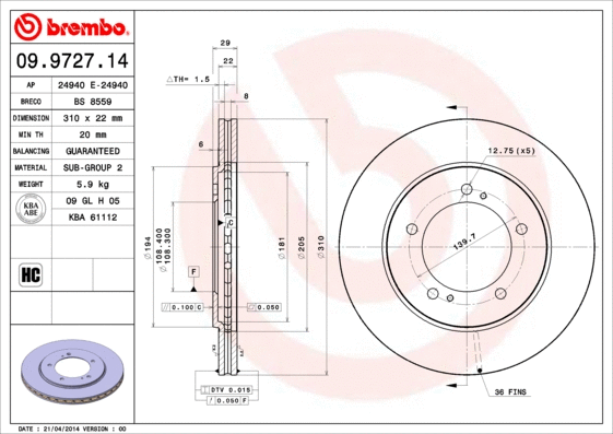 Brake Disc (09.9727.14)