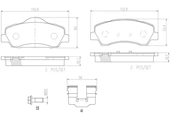 Brake Pad Set, disc brake (P61113N)