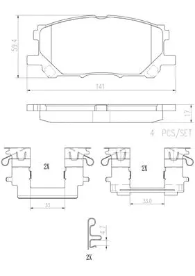 Brake Pad Set, disc brake (P83067N)