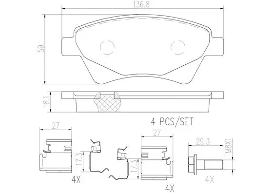 Brake Pad Set, disc brake (P68034N)