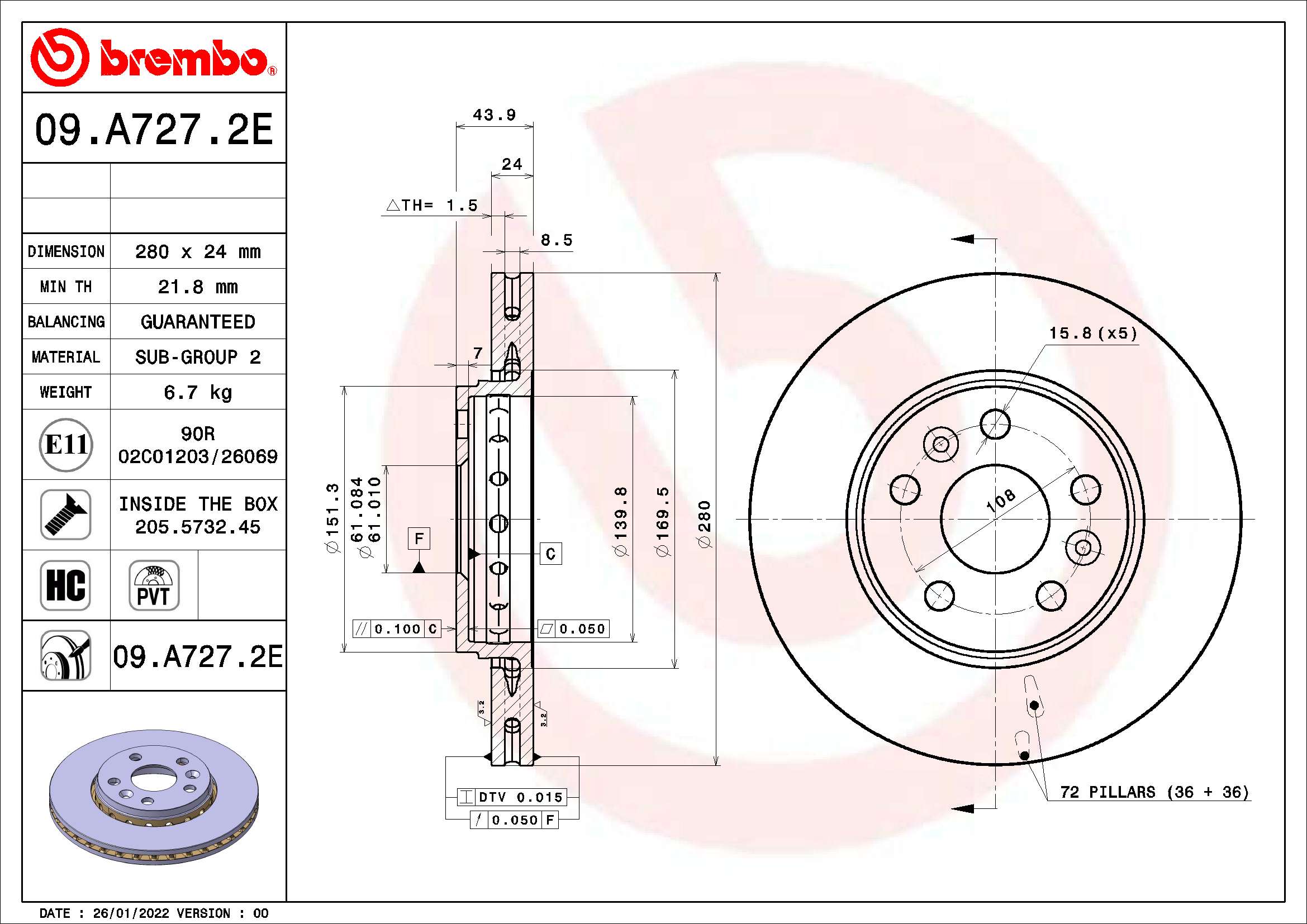 Brake Disc (09.A727.2E)