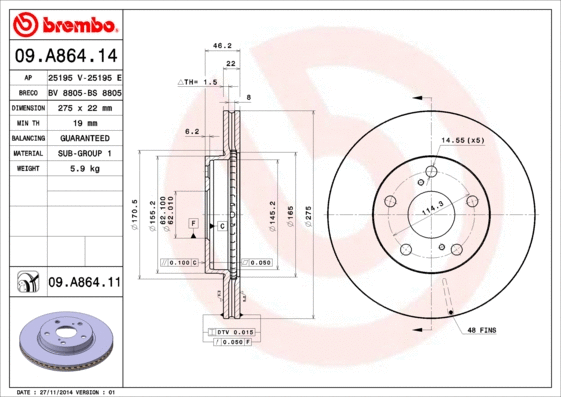 Brake Disc (09.A864.14)
