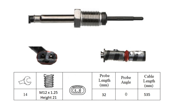 Sensor, exhaust gas temperature (LXT343)