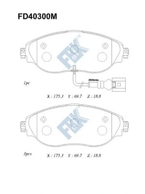 Brake Pad Set, disc brake (FD40300M)