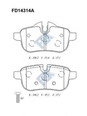 Brake Pad Set, disc brake (FD14314A)