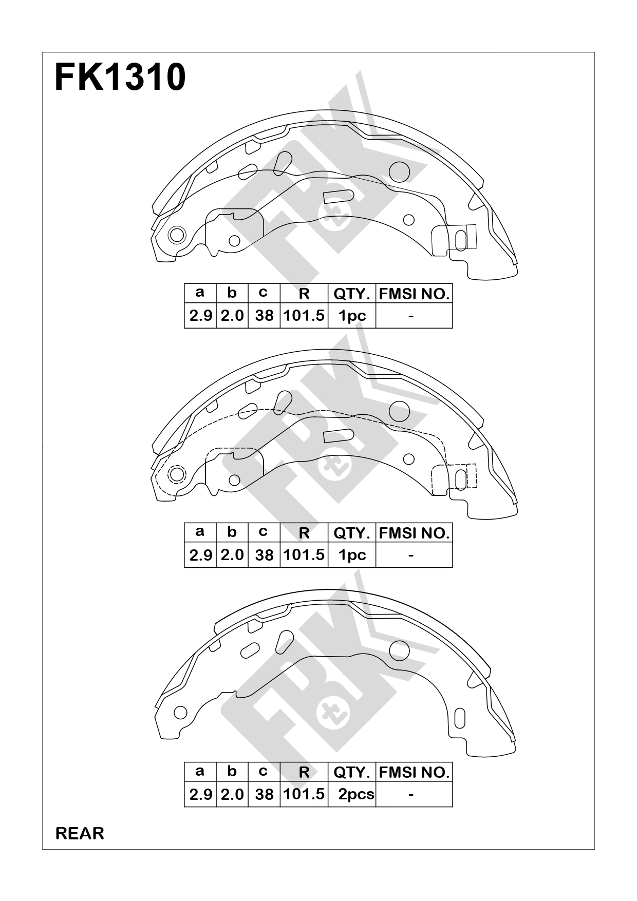 Brake Shoe Set (FK1310)