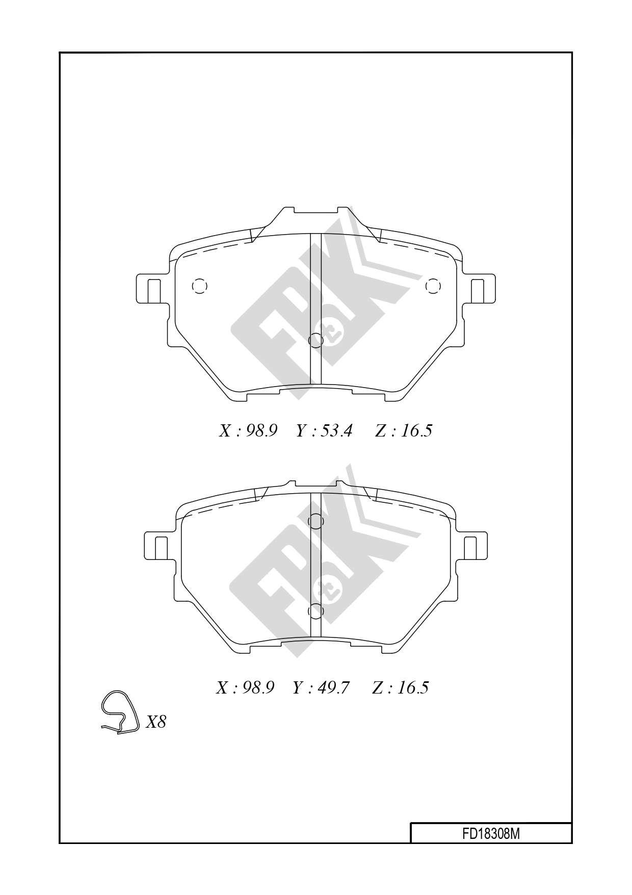 Brake Pad Set, disc brake (FD18308M)
