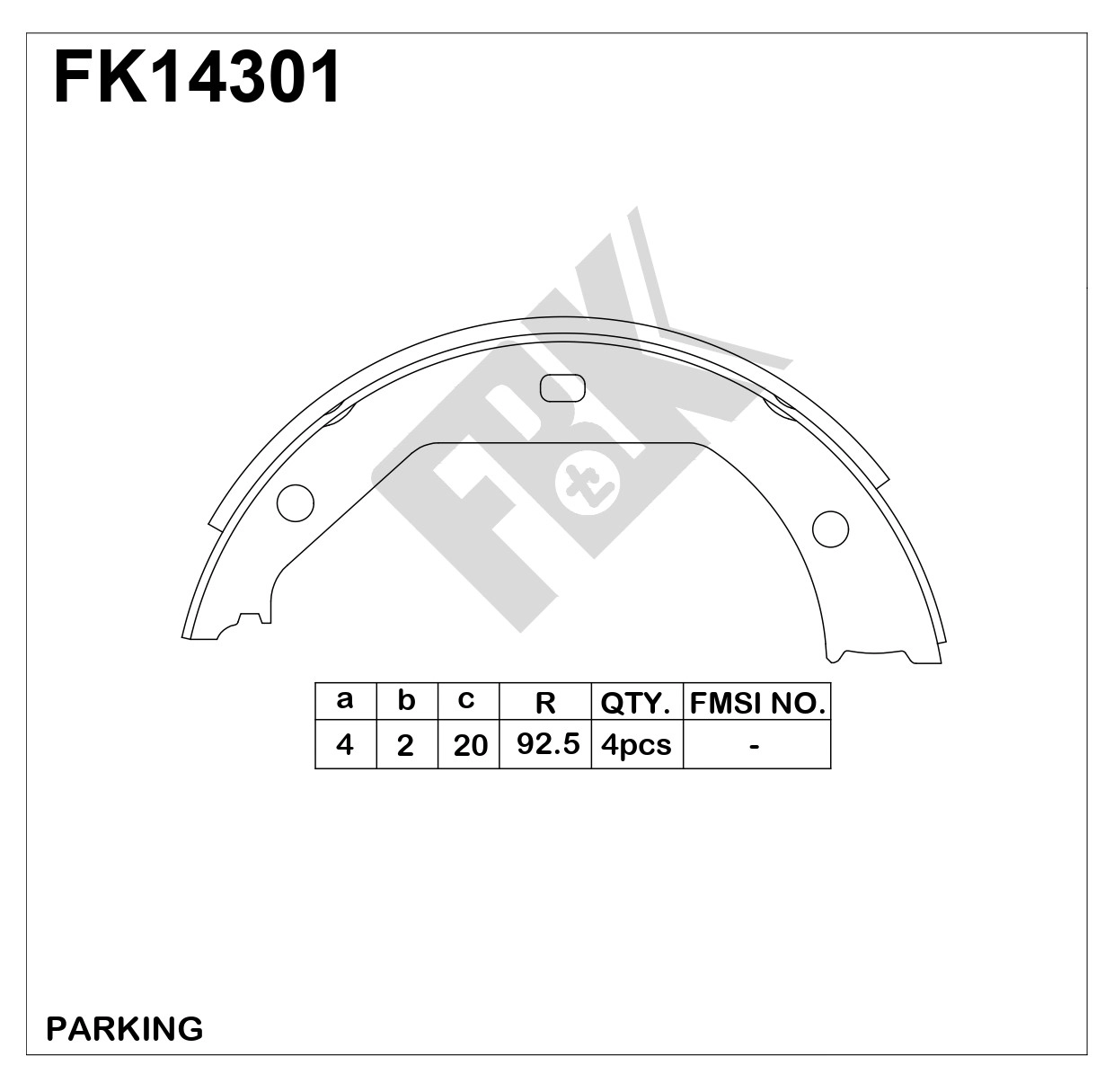 Brake Shoe Set, parking brake (FK14301)