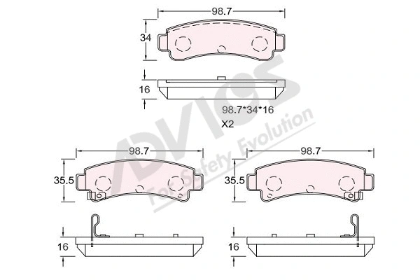 Brake Pad Set, disc brake (B2N052)
