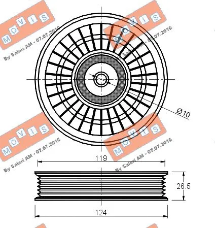 Deflection/Guide Pulley, V-ribbed belt