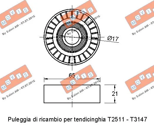 Deflection/Guide Pulley, V-ribbed belt