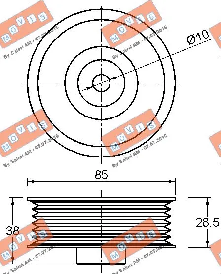 Deflection/Guide Pulley, V-ribbed belt